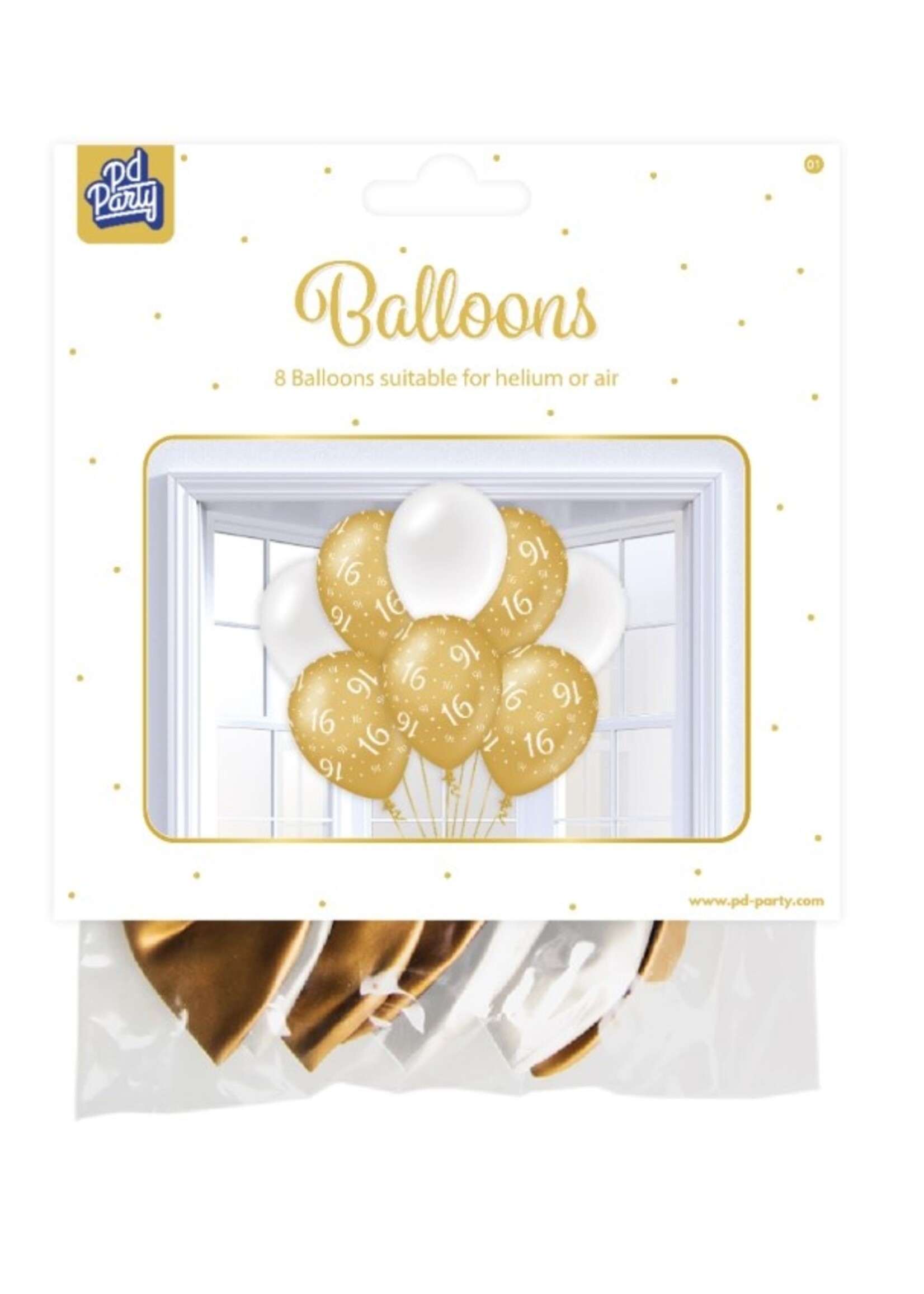 Party Planet Balloons Gold/white - 16