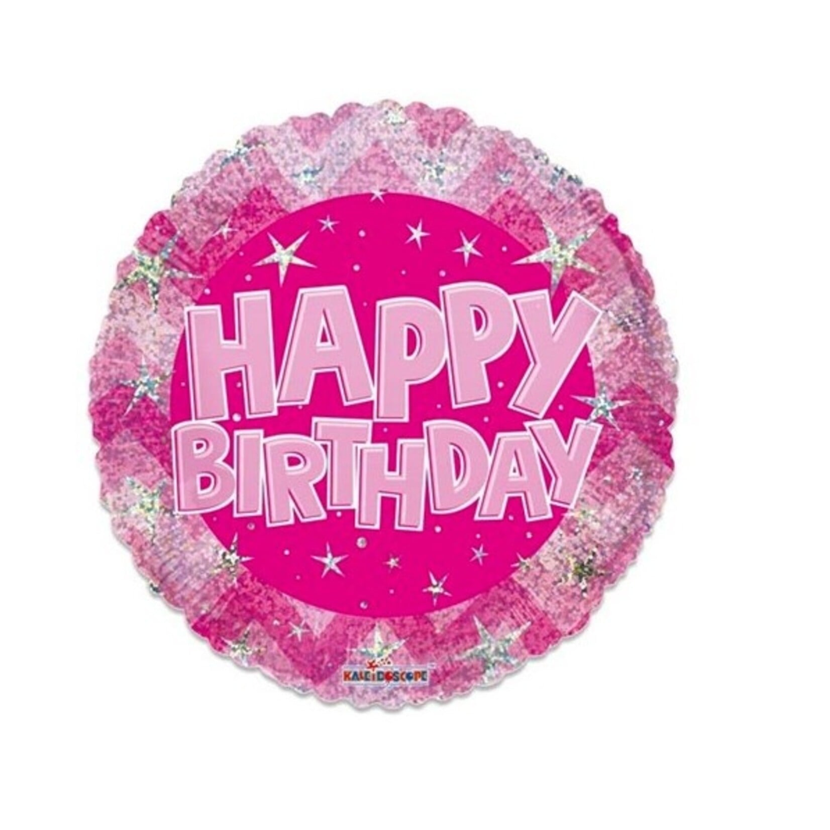 Party Planet Folieballon ’Happy Birthday’ holografisch blauw (Ø46cm)