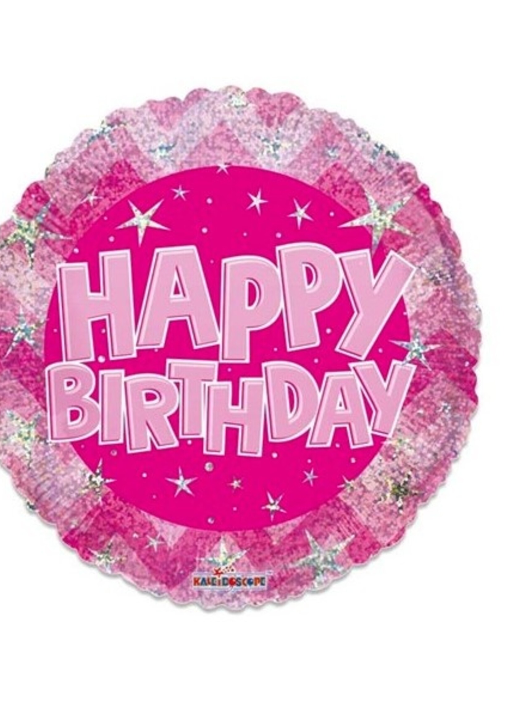 Party Planet Folieballon ’Happy Birthday’ holografisch blauw (Ø46cm)