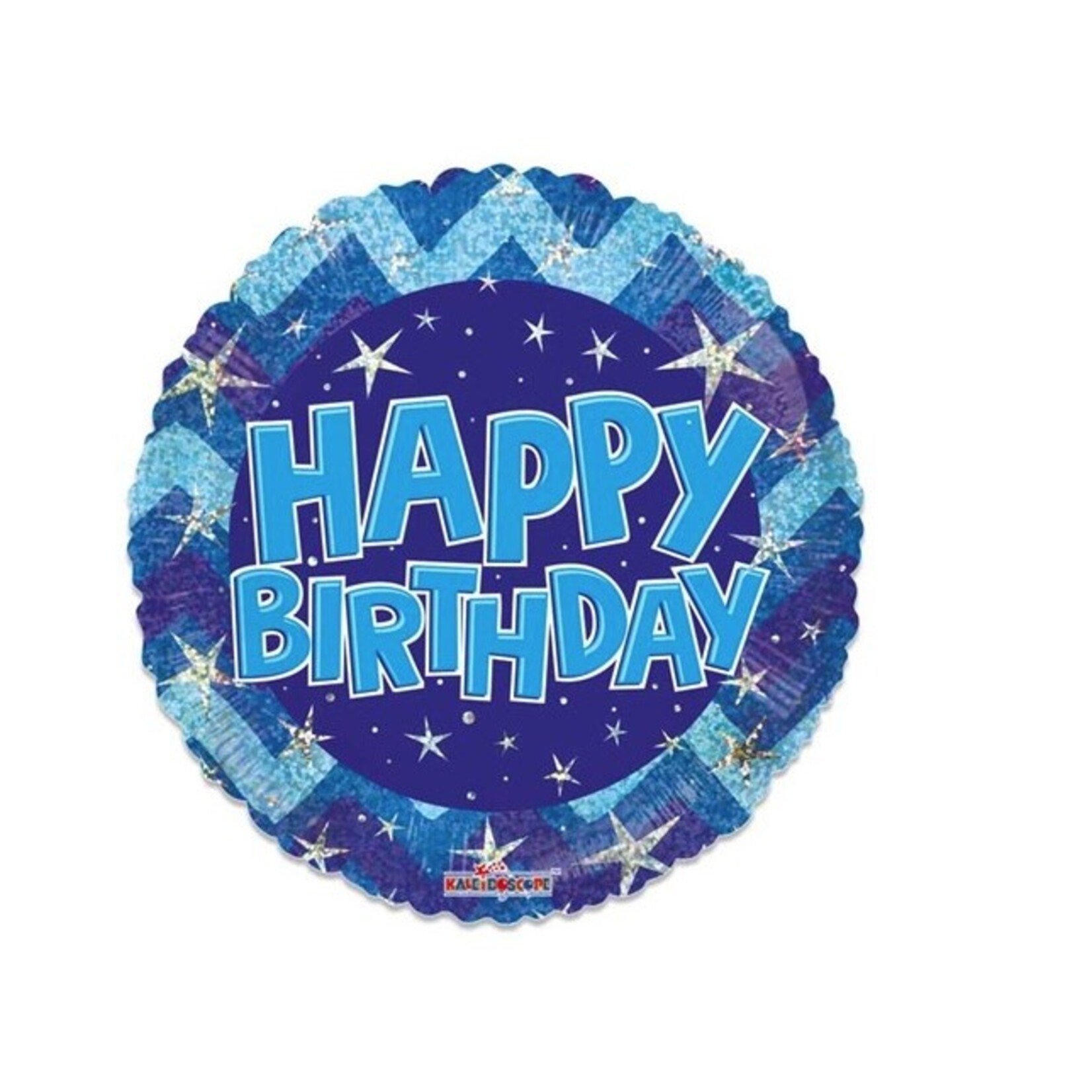 Party Planet Folieballon ’Happy Birthday’ holografisch roze/blauw (Ø46cm)