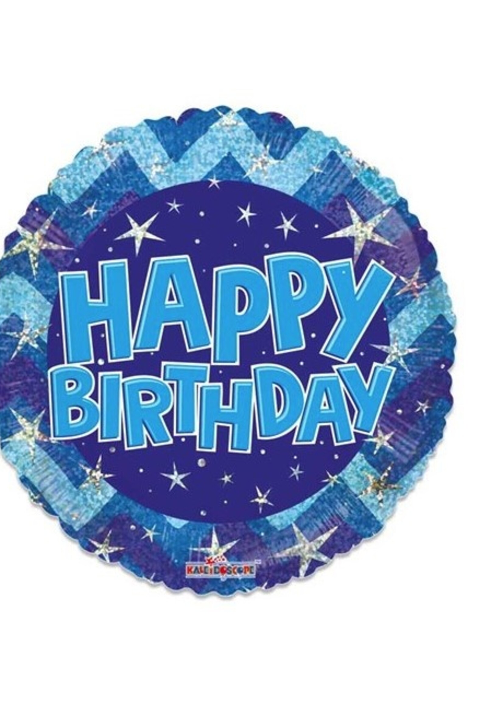 Party Planet Folieballon ’Happy Birthday’ holografisch roze/blauw (Ø46cm)