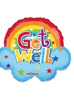 Party Planet Folieballon ’Get Well’ regenboog (Ø46cm)
