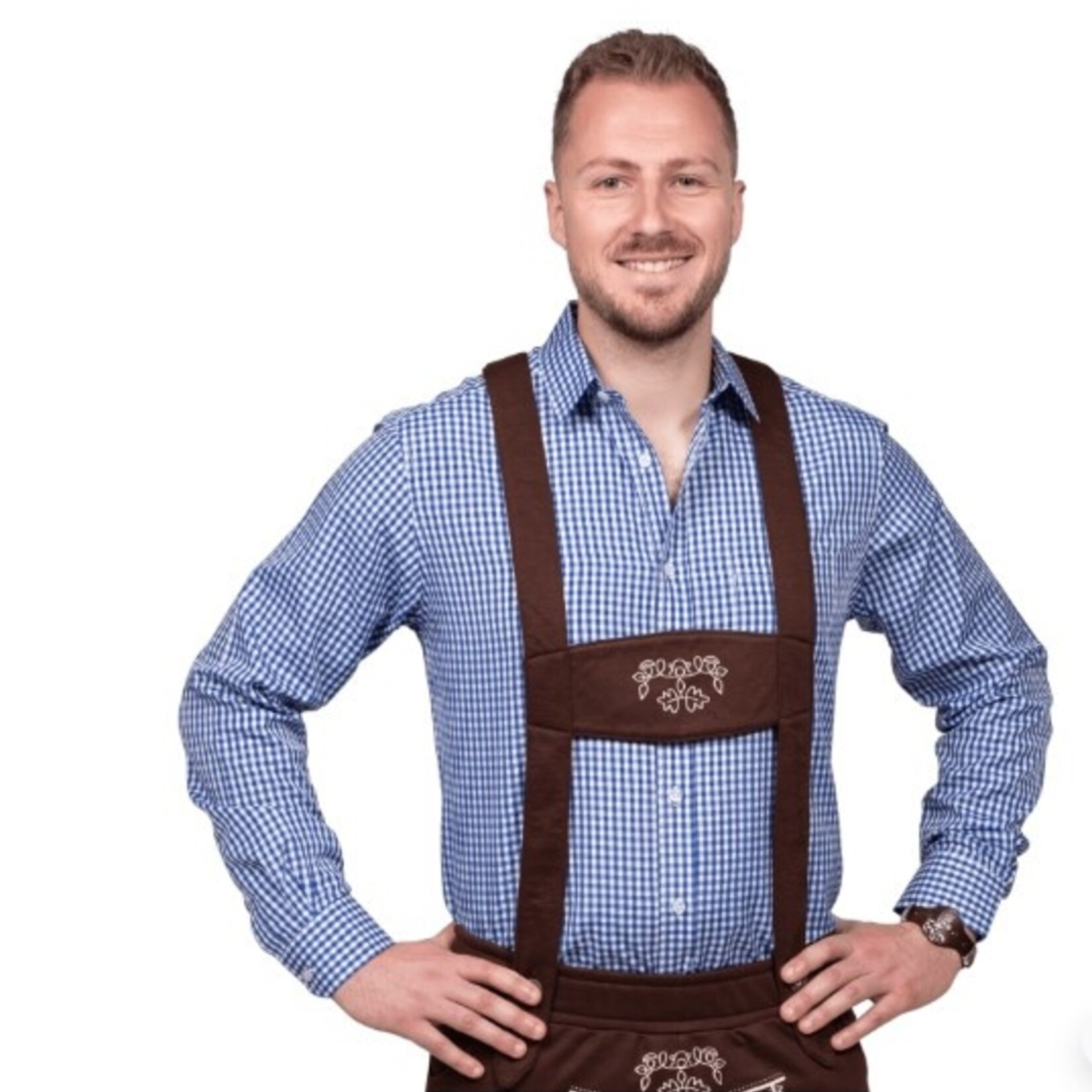 Party Planet Overhemd met blauw-wit ruitpatroon