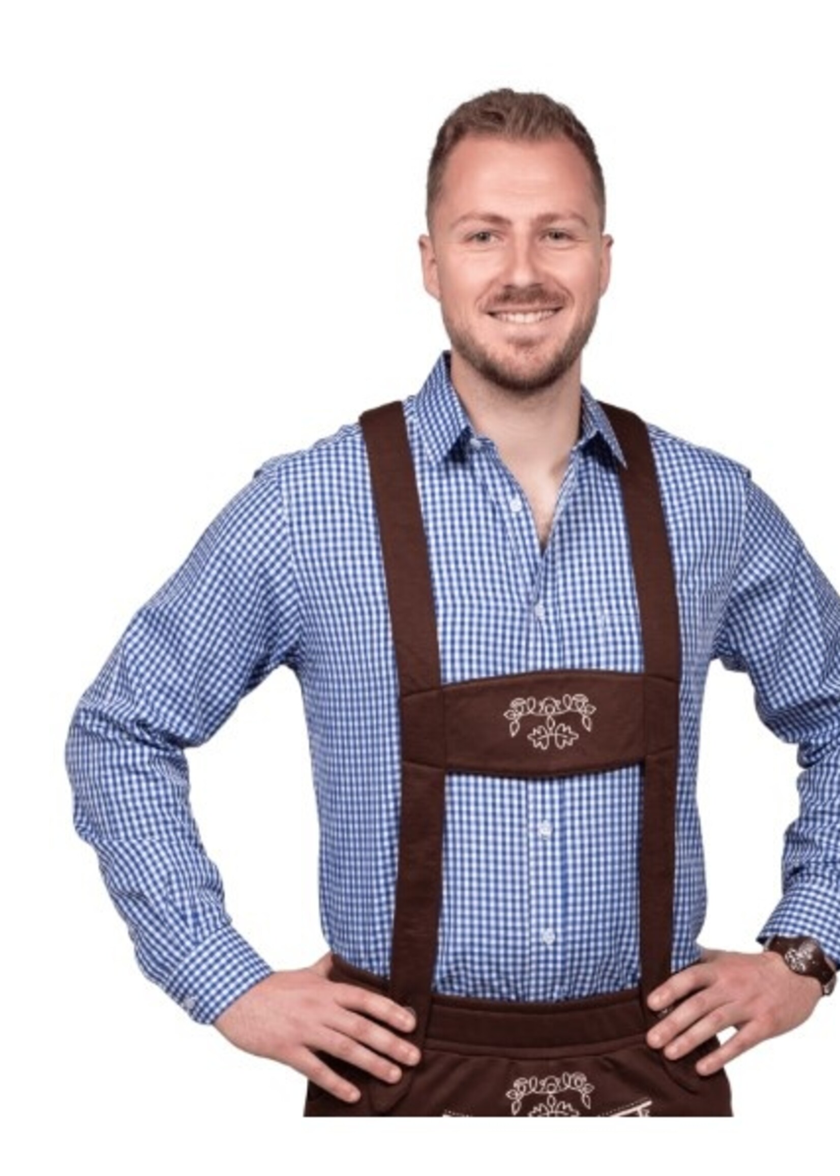 Party Planet Overhemd met blauw-wit ruitpatroon