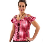 Party Planet Rood-wit geruit Mieder met geborduurde hertenkop