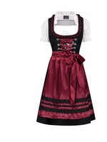 Party Planet Oktoberfest-jurk zwart met wijnrode accenten en een prachtig rozenmotief