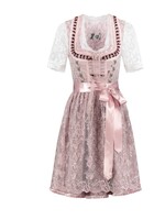 Party Planet Dirndl 2-delig in oudroze en taupe met een elegante kanten schort