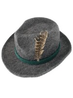 Party Planet Tirolerhoed grijs met groene band en veer