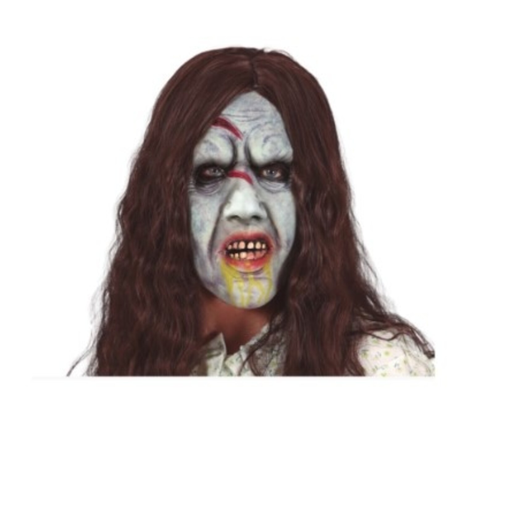 Party Planet Bezeten meisje latexmasker met haar