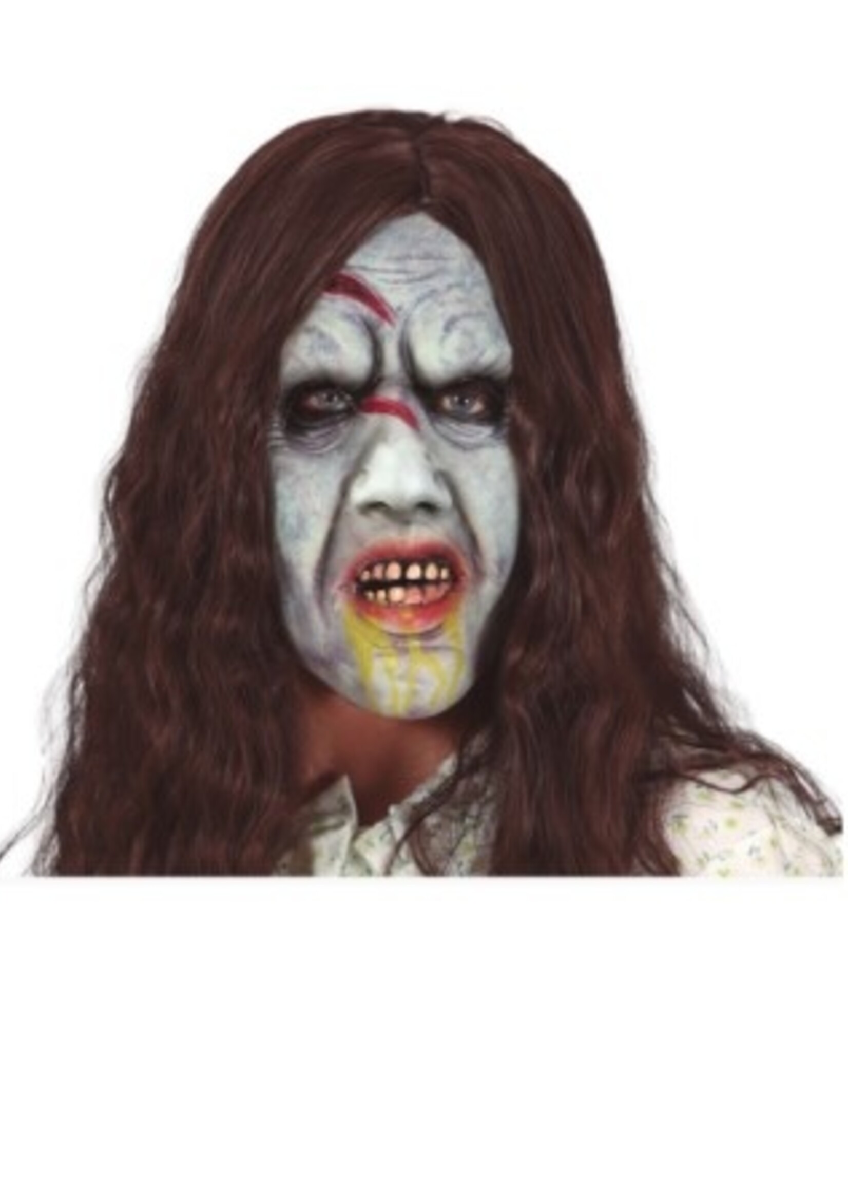 Party Planet Bezeten meisje latexmasker met haar