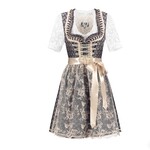Party Planet Dirndl 2-delig, blauw/crème, kanten schort