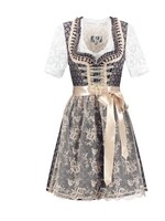 Party Planet Dirndl 2-delig, blauw/crème, kanten schort