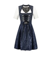 Party Planet Dirndl 2-delig, donkerblauw, kanten schort