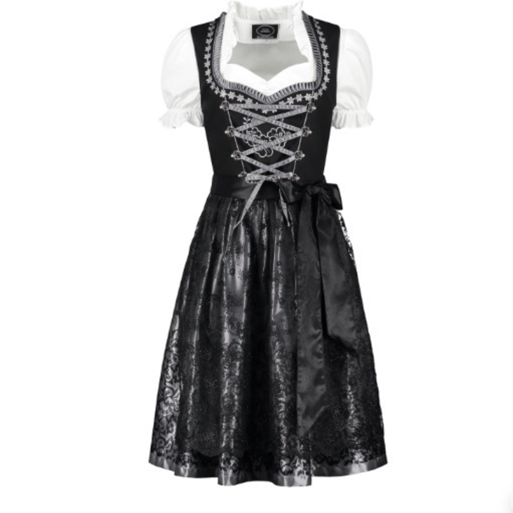 Party Planet Dirndl zwart/zilver met exclusieve print, 3-delig