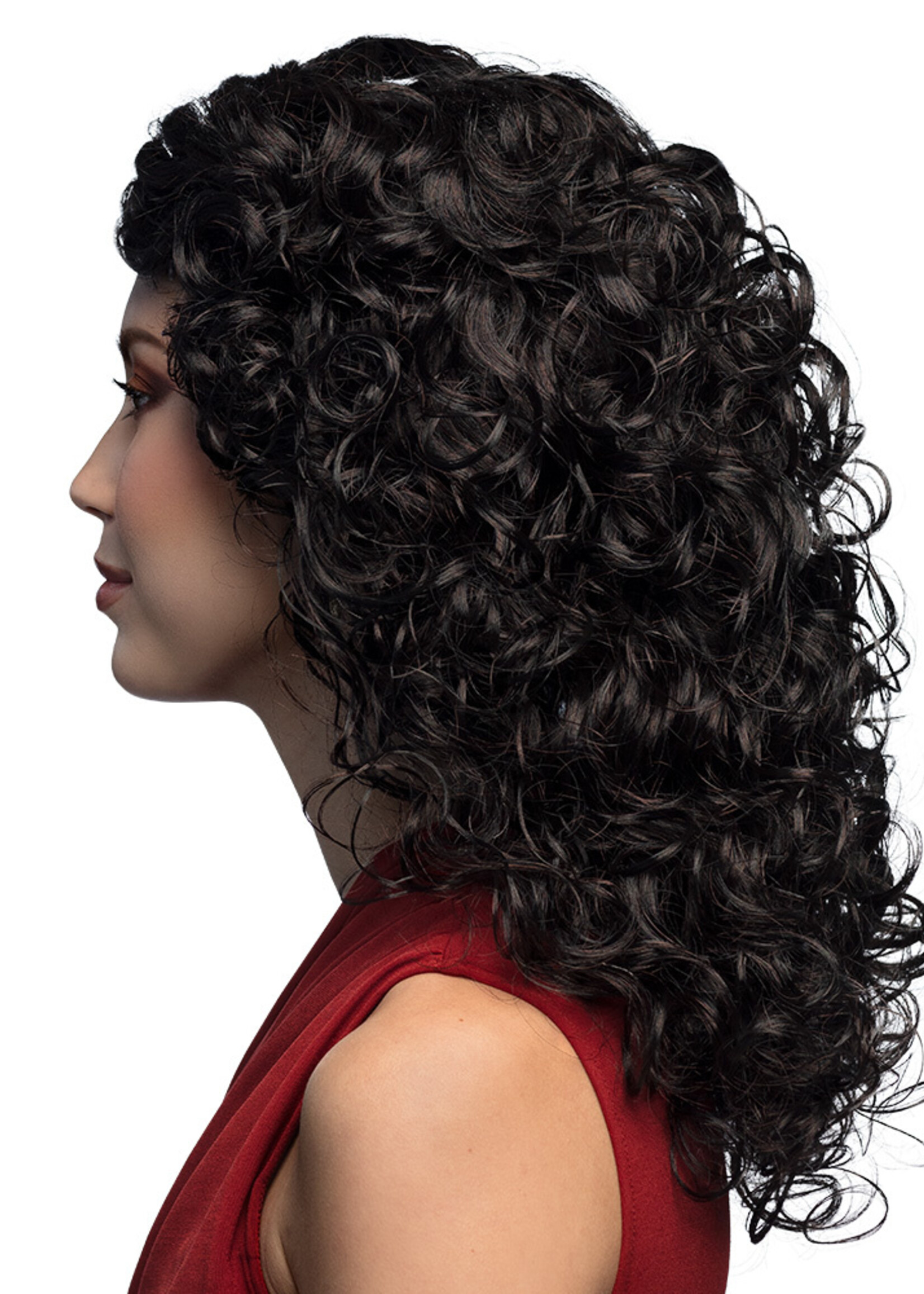 Party Planet Pruik Norah bruin/zwart