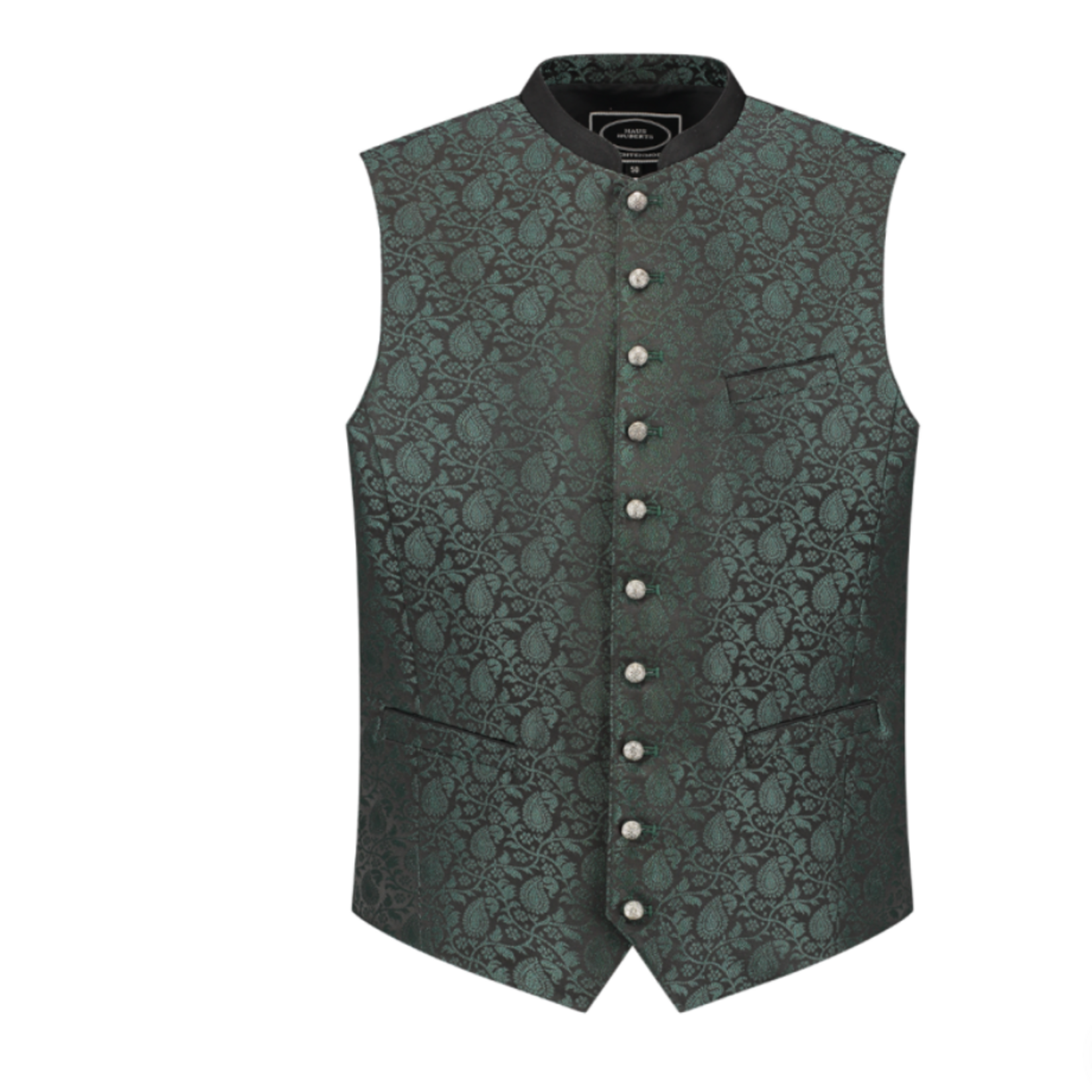 Party Planet H-2879 Klederdrachtvest in jacquardpatroon, groen/zwart