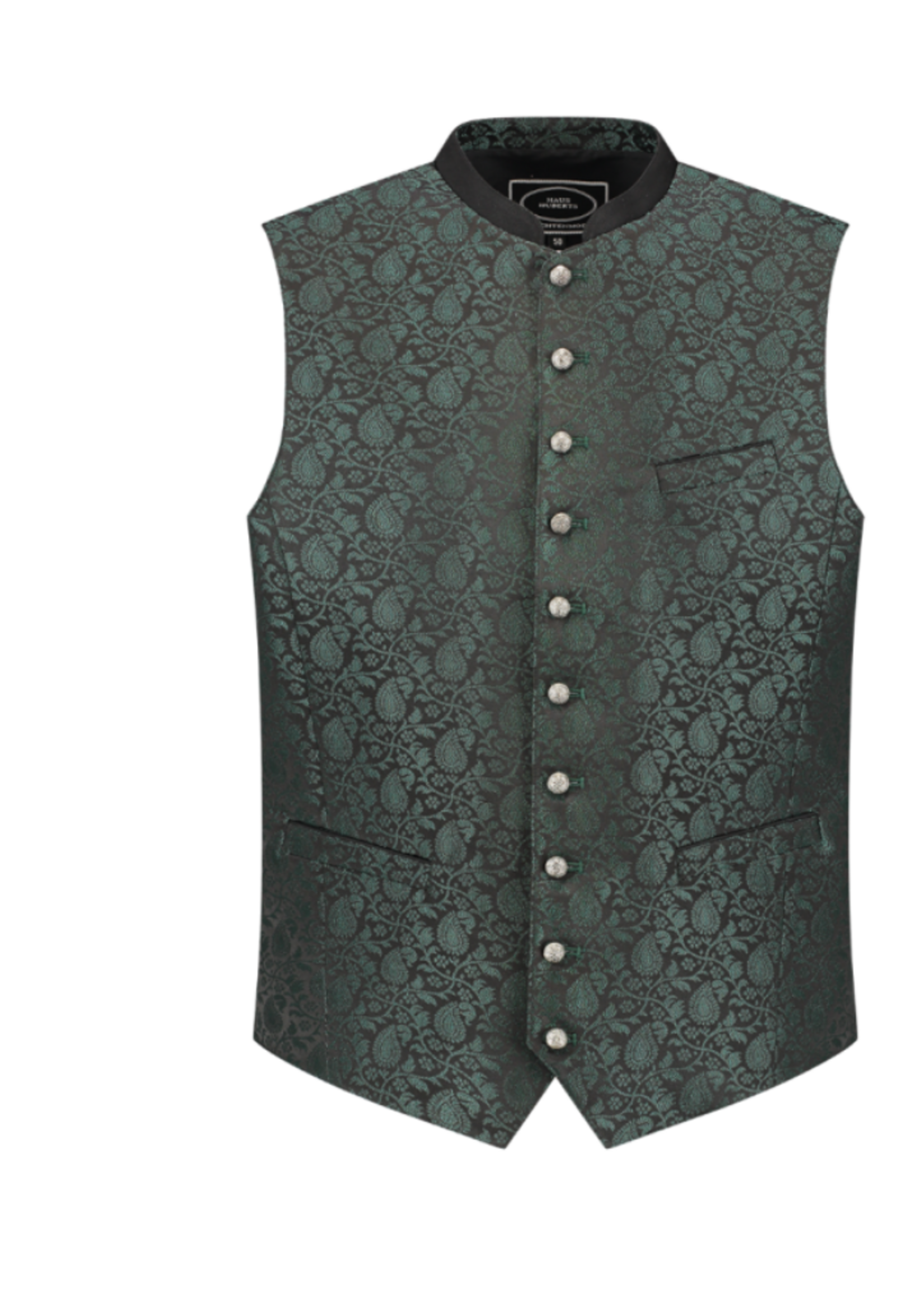 Party Planet H-2879 Klederdrachtvest in jacquardpatroon, groen/zwart