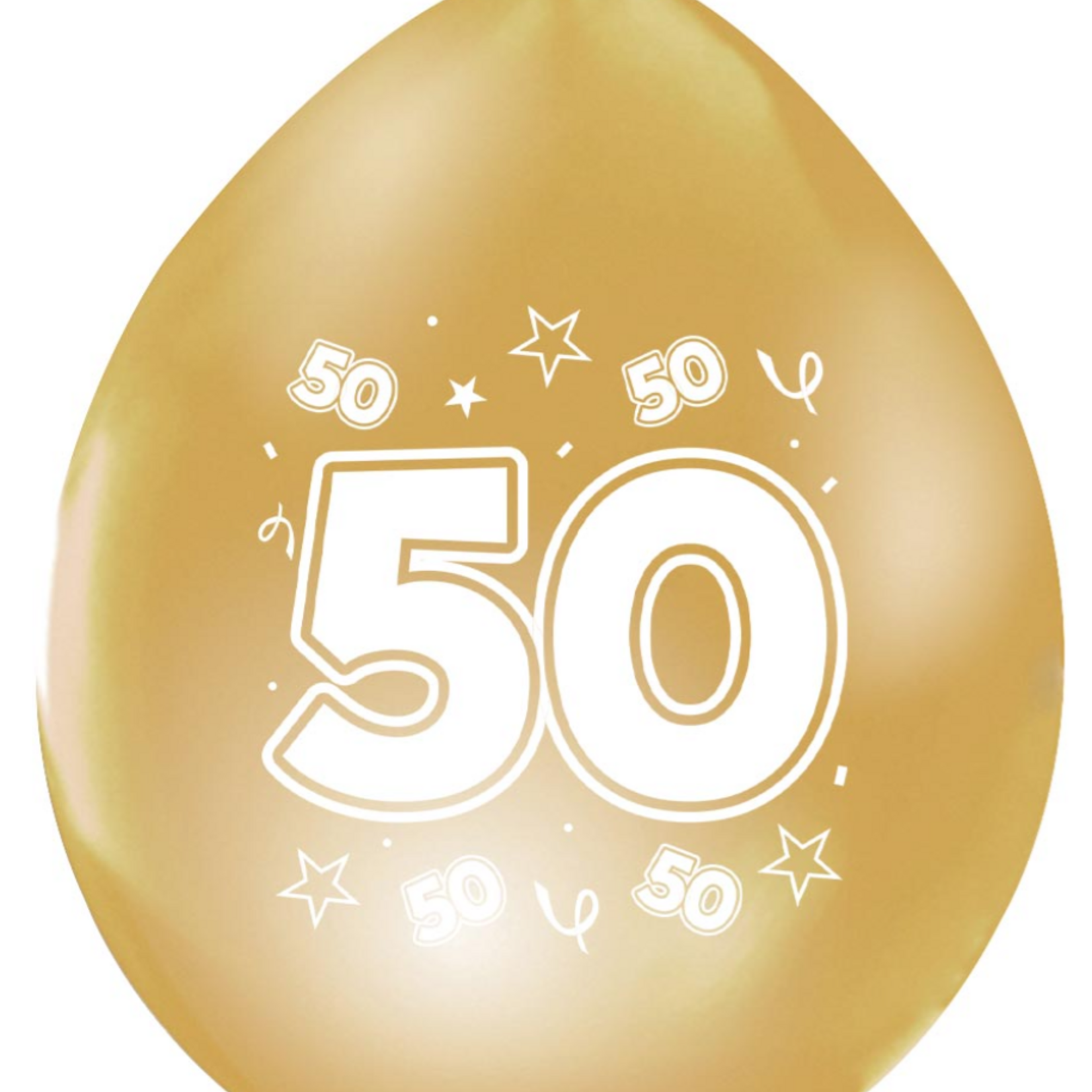 Party Planet 8 Ballonnen 12″ goud metallic 2-zijdig bedrukt '50'