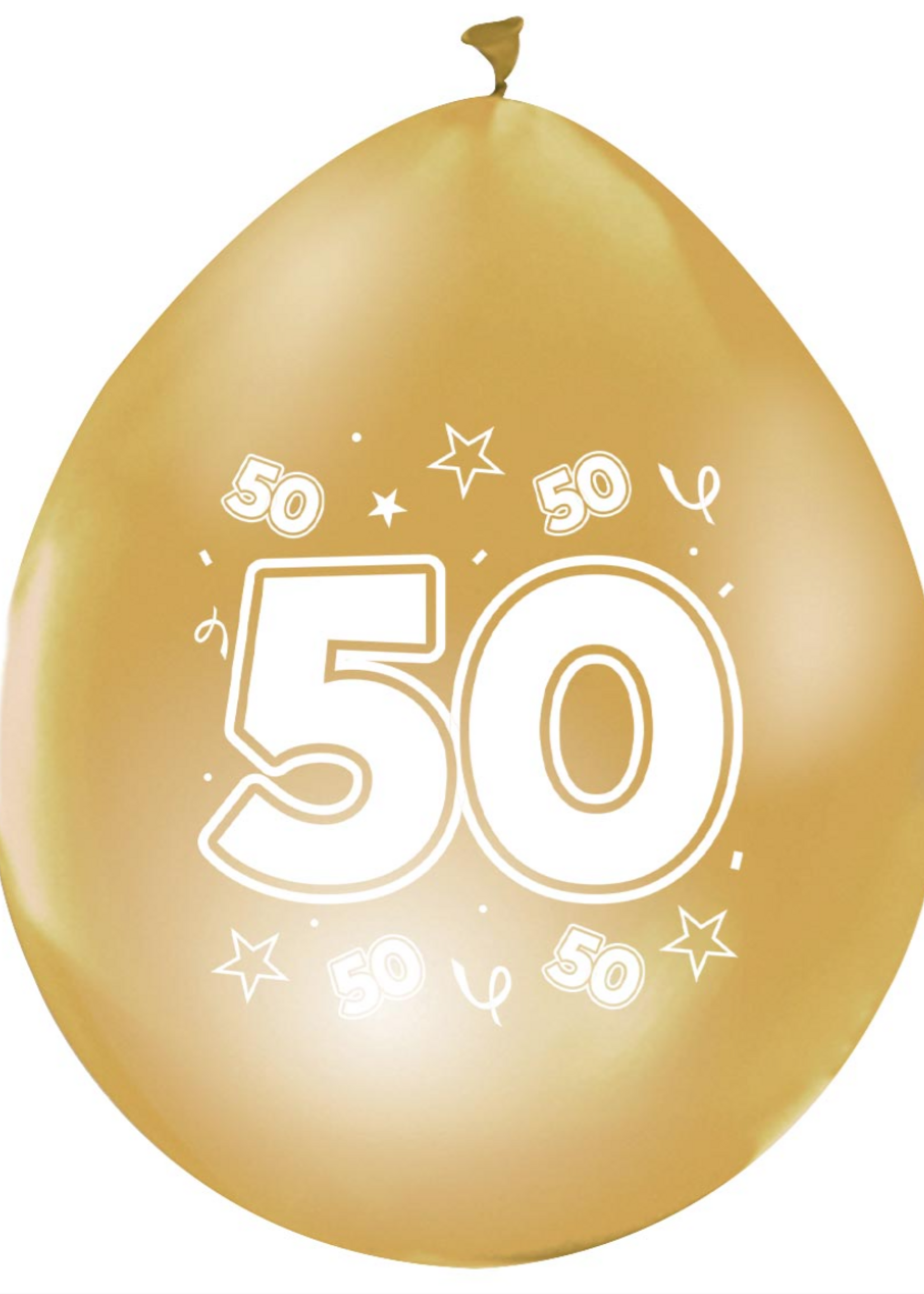 Party Planet 8 Ballonnen 12″ goud metallic 2-zijdig bedrukt '50'
