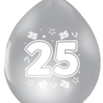 Party Planet 8 Ballonnen 12″ zilver metallic 2-zijdig bedrukt '25'