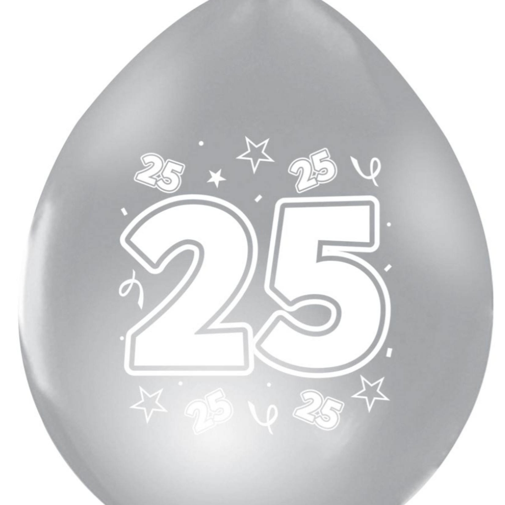 Party Planet 8 Ballonnen 12″ zilver metallic 2-zijdig bedrukt '25'