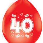 Party Planet 8 Ballonnen 12″ metallic robijn 2-zijdig bedrukt '40'