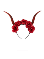 Party Planet Hoofdband met hoorns rood