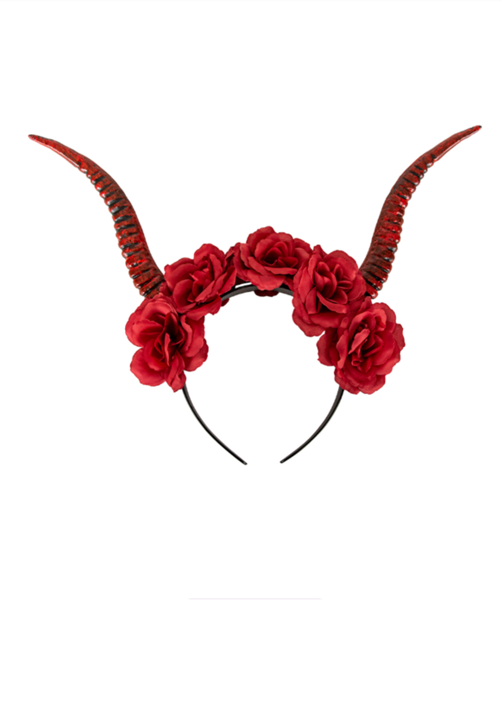 Party Planet Hoofdband met hoorns rood
