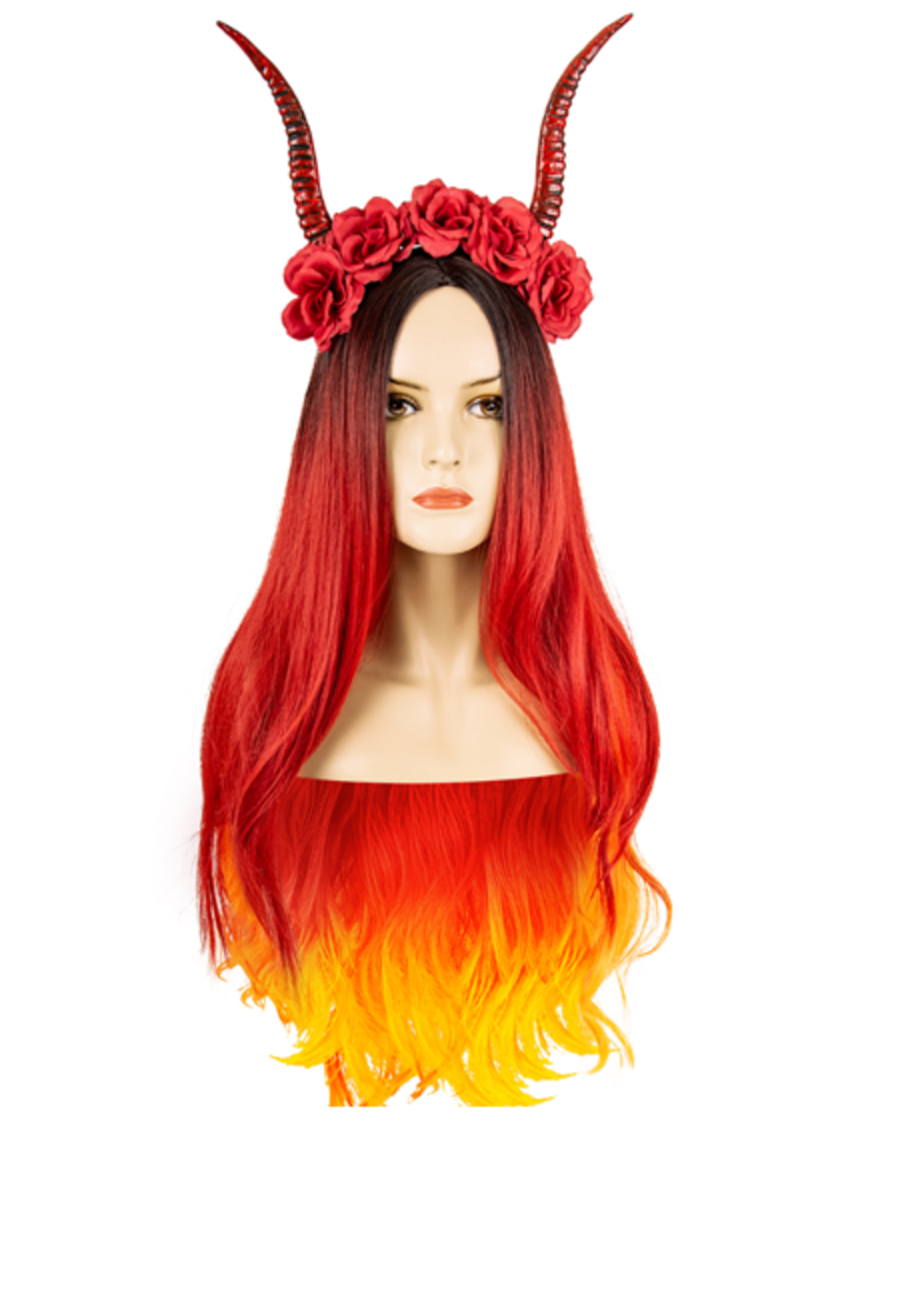 Party Planet Hoofdband met hoorns rood