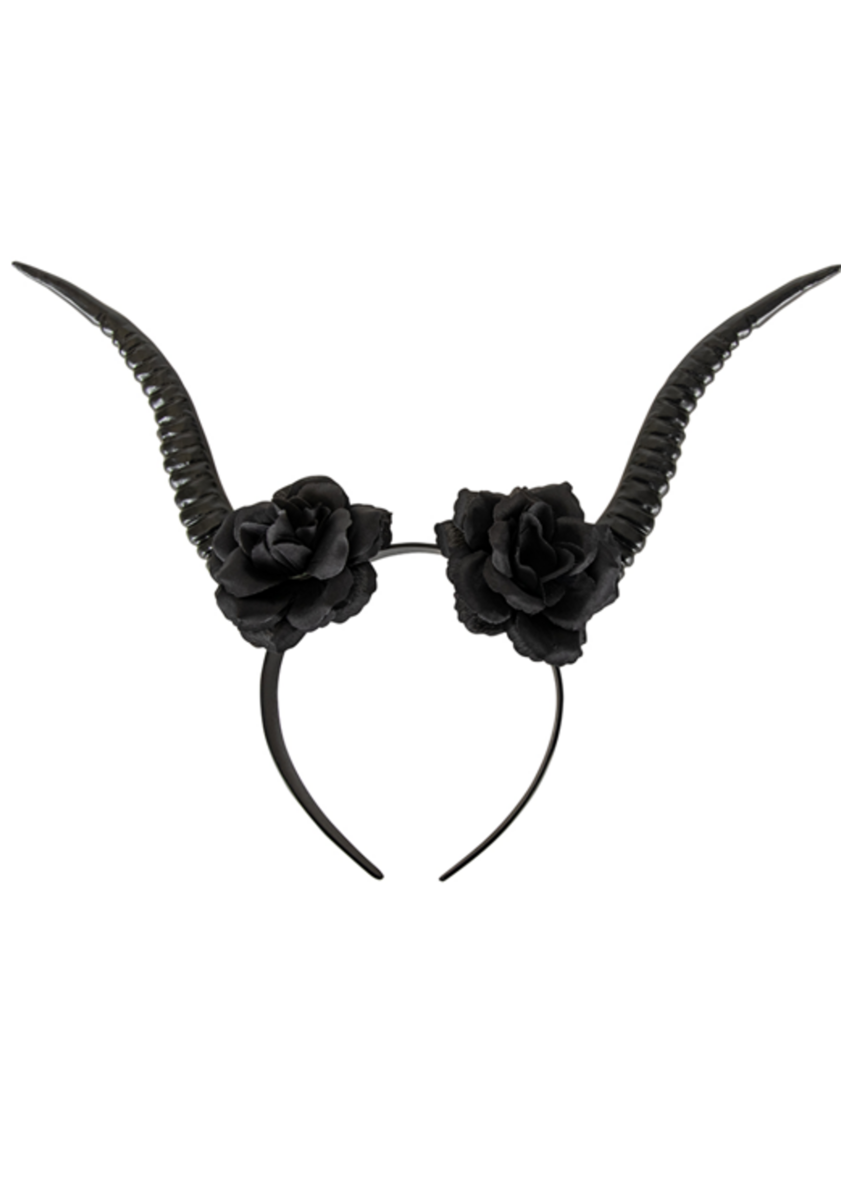 Party Planet Hoofdband met hoorns zwart