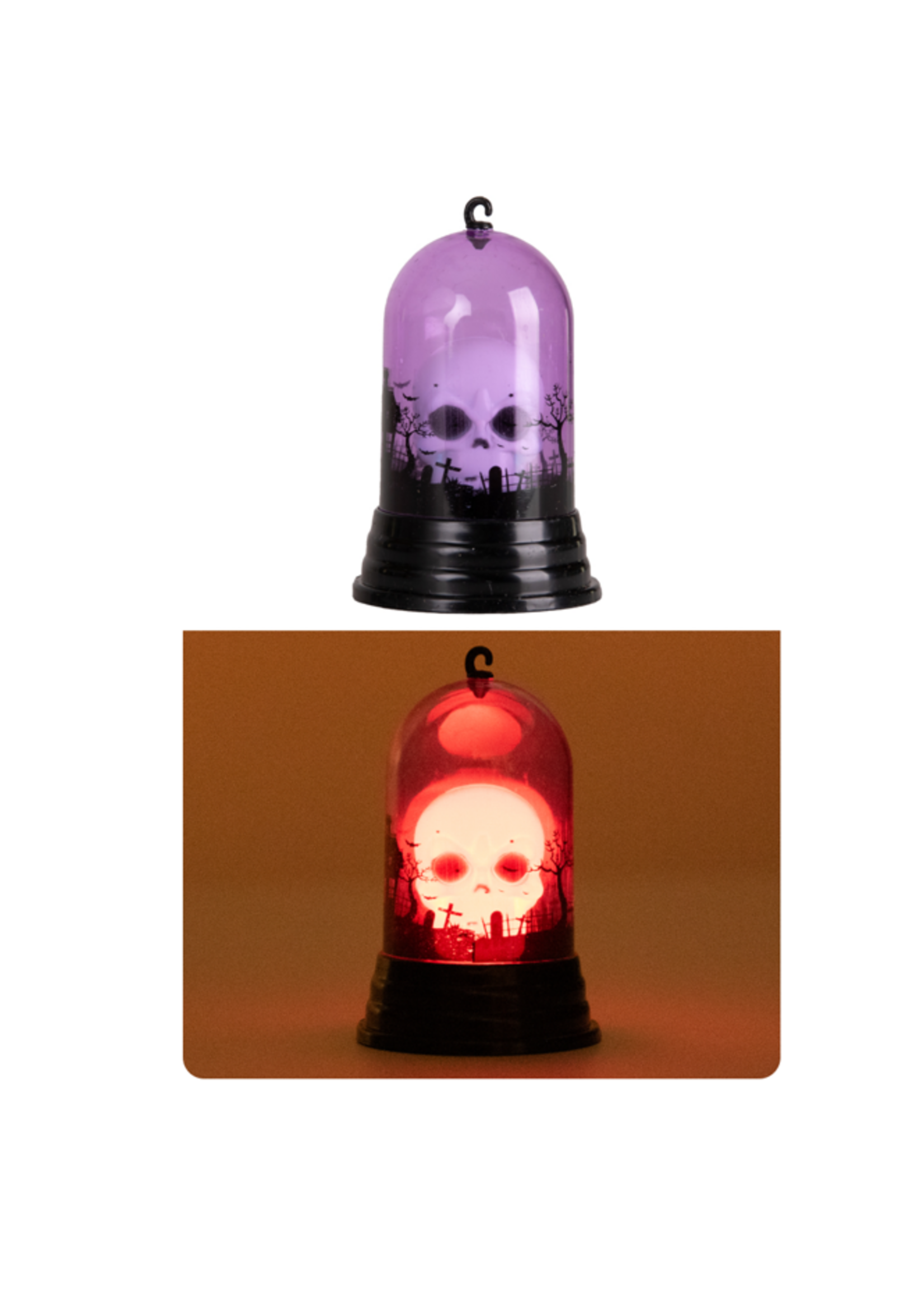 Party Planet Halloween deco doodshoofd in kandelaar + licht
