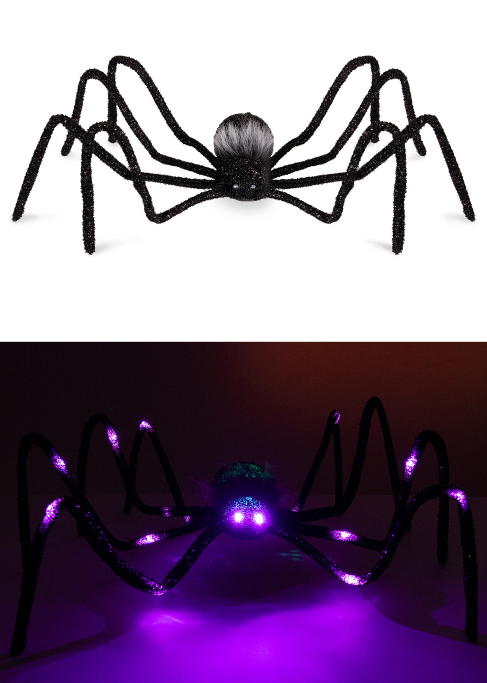 Party Planet Mega spin zwart met licht in ogen en poten