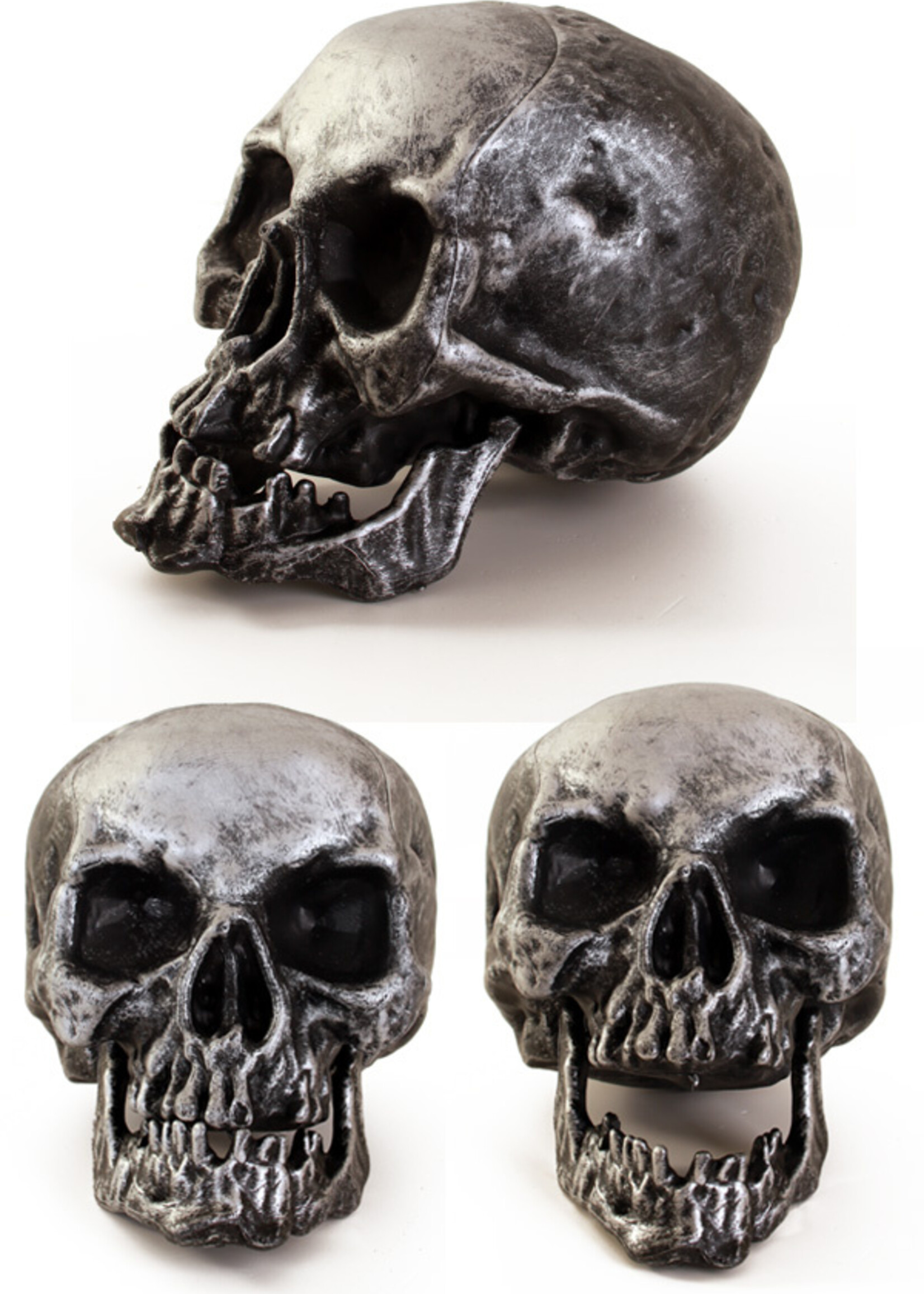 Party Planet Skelet hoofd 18 cm. zilver