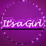 Party Planet Raam- deur cirkel it's a girl verlicht