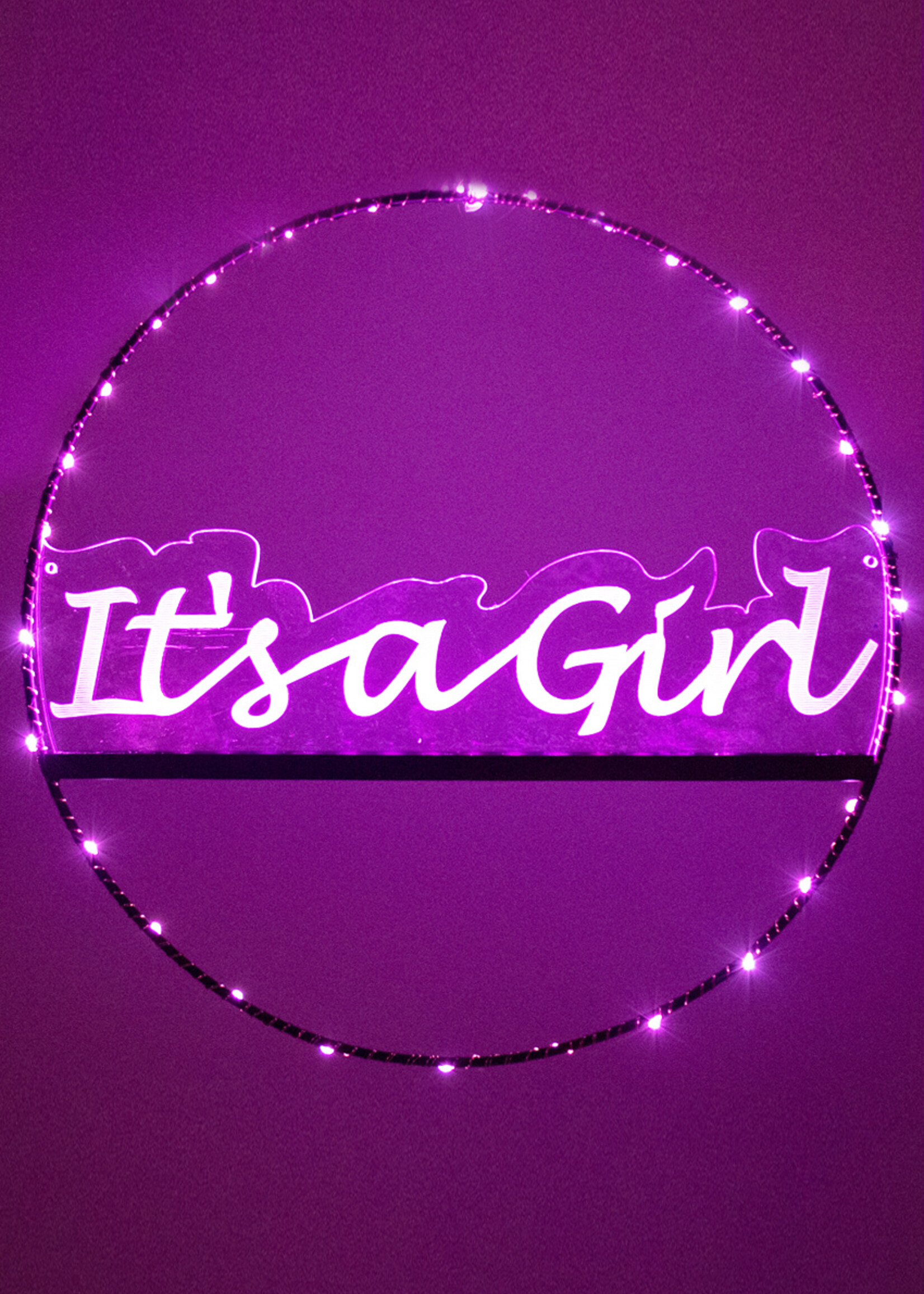 Party Planet Raam- deur cirkel it's a girl verlicht