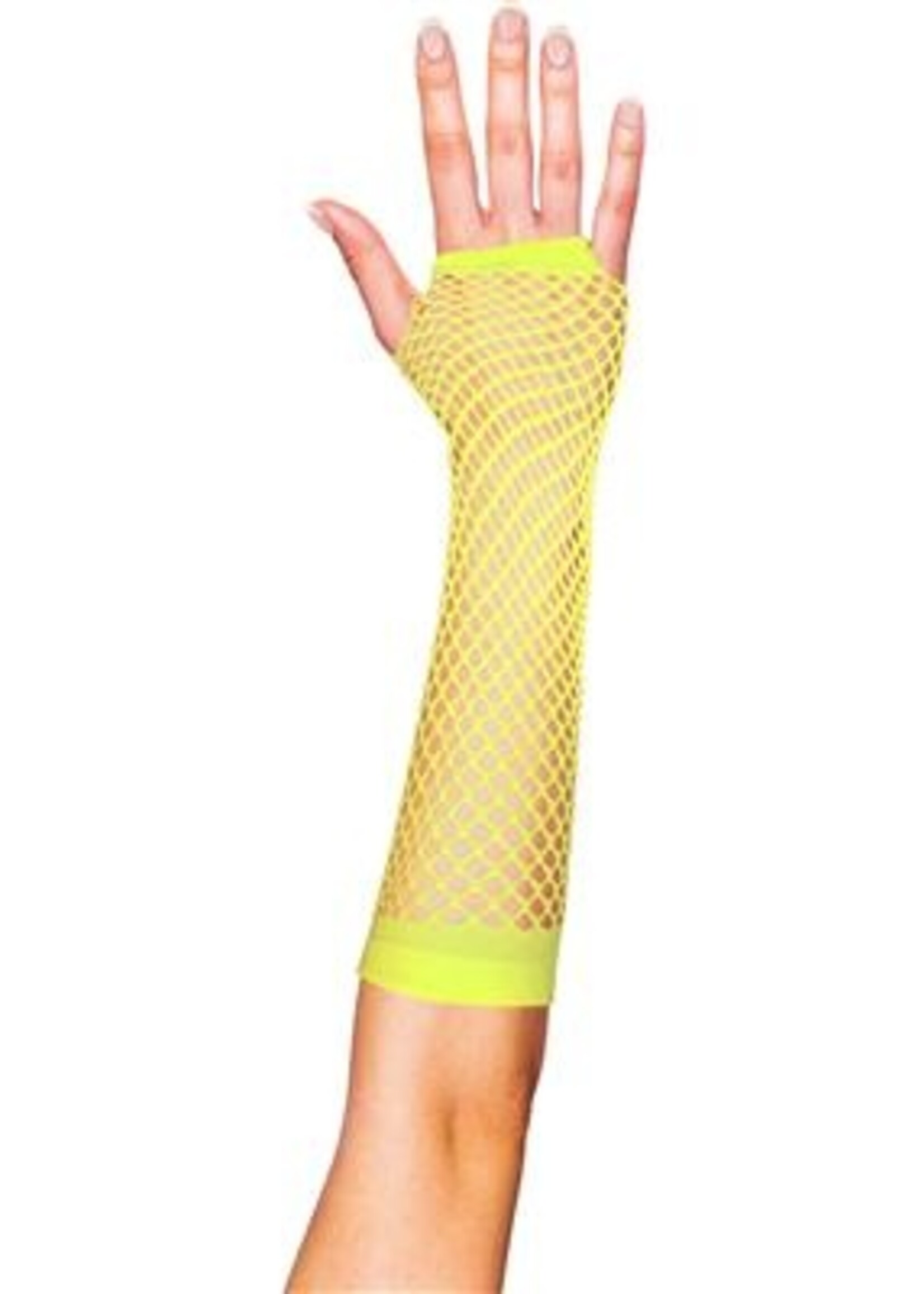 Party Planet Geel handschoenen net lang