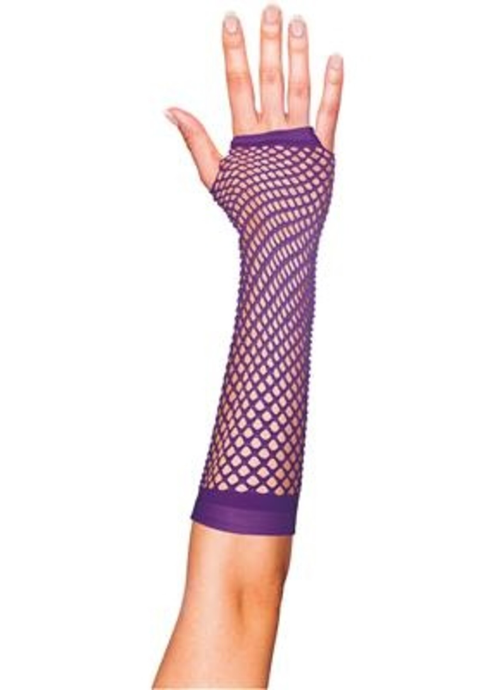 Party Planet Paars handschoenen net lang