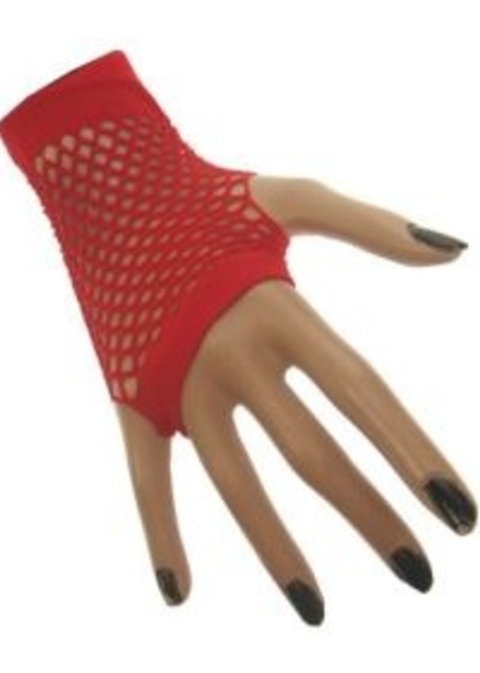 Party Planet Nethandschoen kort vingerloos rood