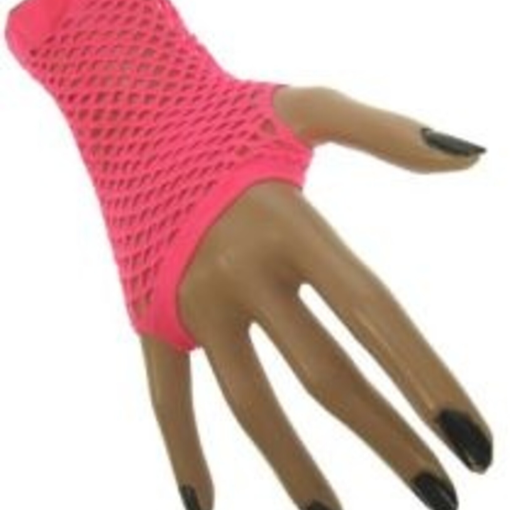 Party Planet Nethandschoen kort vingerloos fluor roze