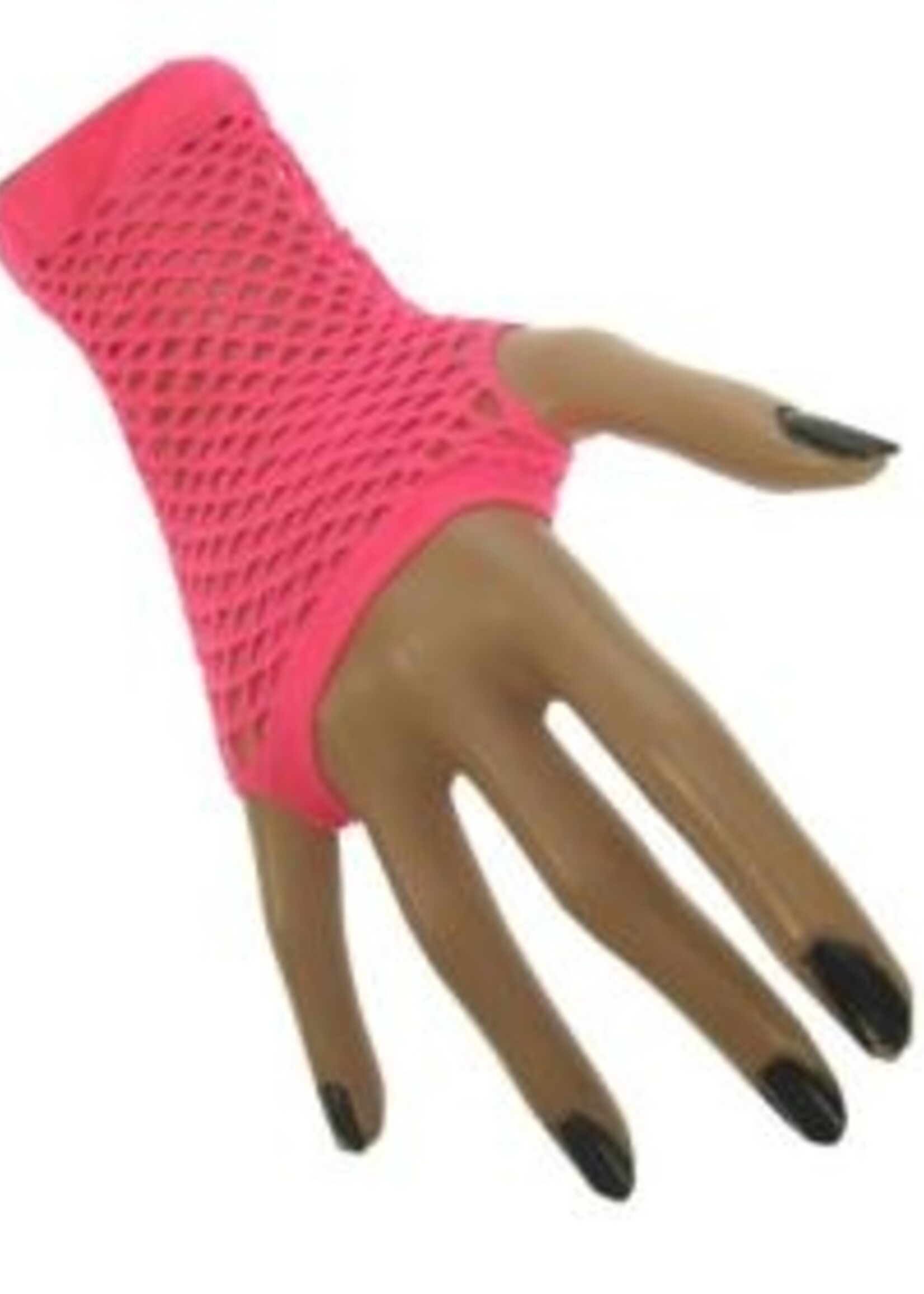 Party Planet Nethandschoen kort vingerloos fluor roze