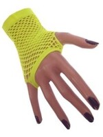 Party Planet Nethandschoen kort vingerloos fluor geel