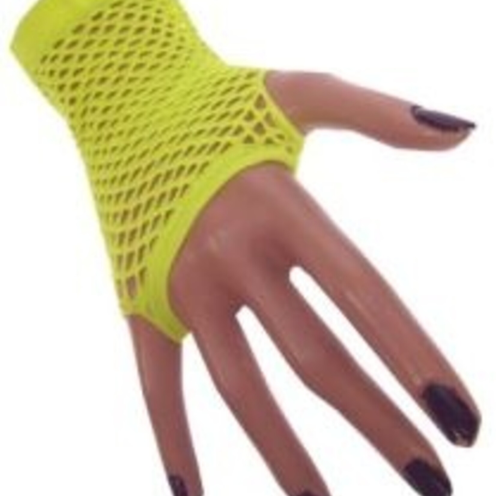 Party Planet Nethandschoen kort vingerloos fluor geel