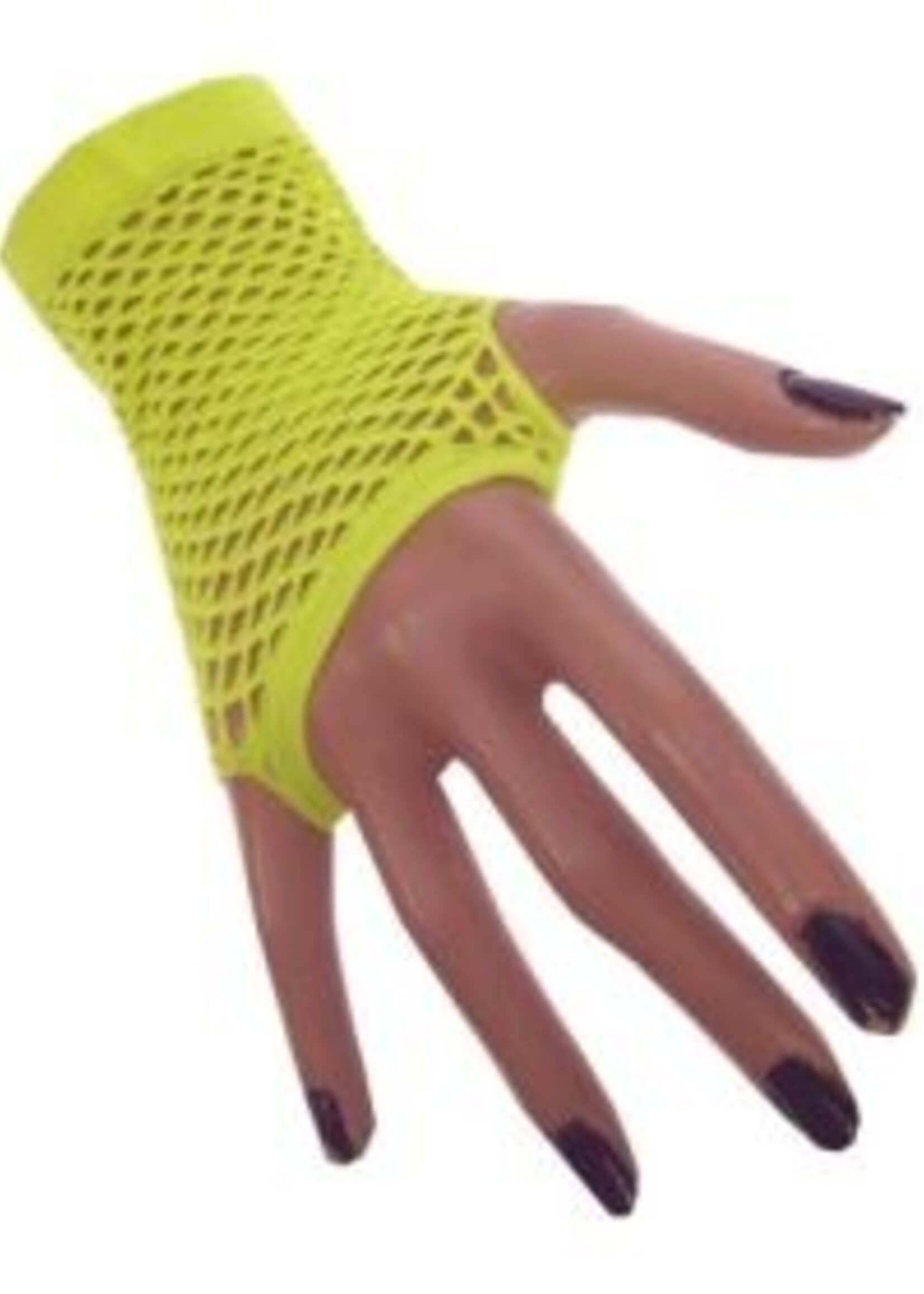 Party Planet Nethandschoen kort vingerloos fluor geel