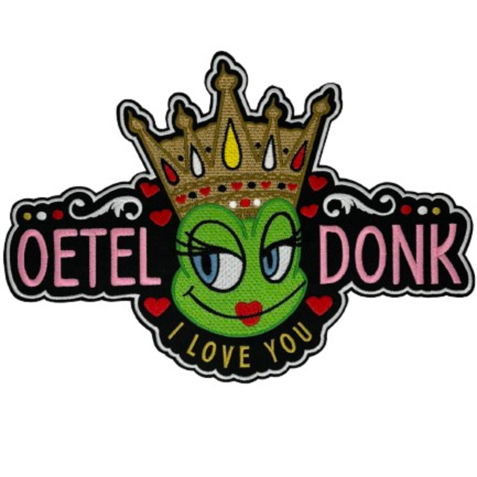 Party Planet Oeteldonk I love you gouden kroon rug embleem kind