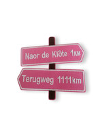 Party Planet Wegwijzer naor de klote (roze)