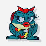 Party Planet Embleem kikker rode strik (groot)