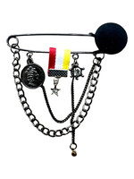 Party Planet Speld met bedeltjes rood, wit & geel