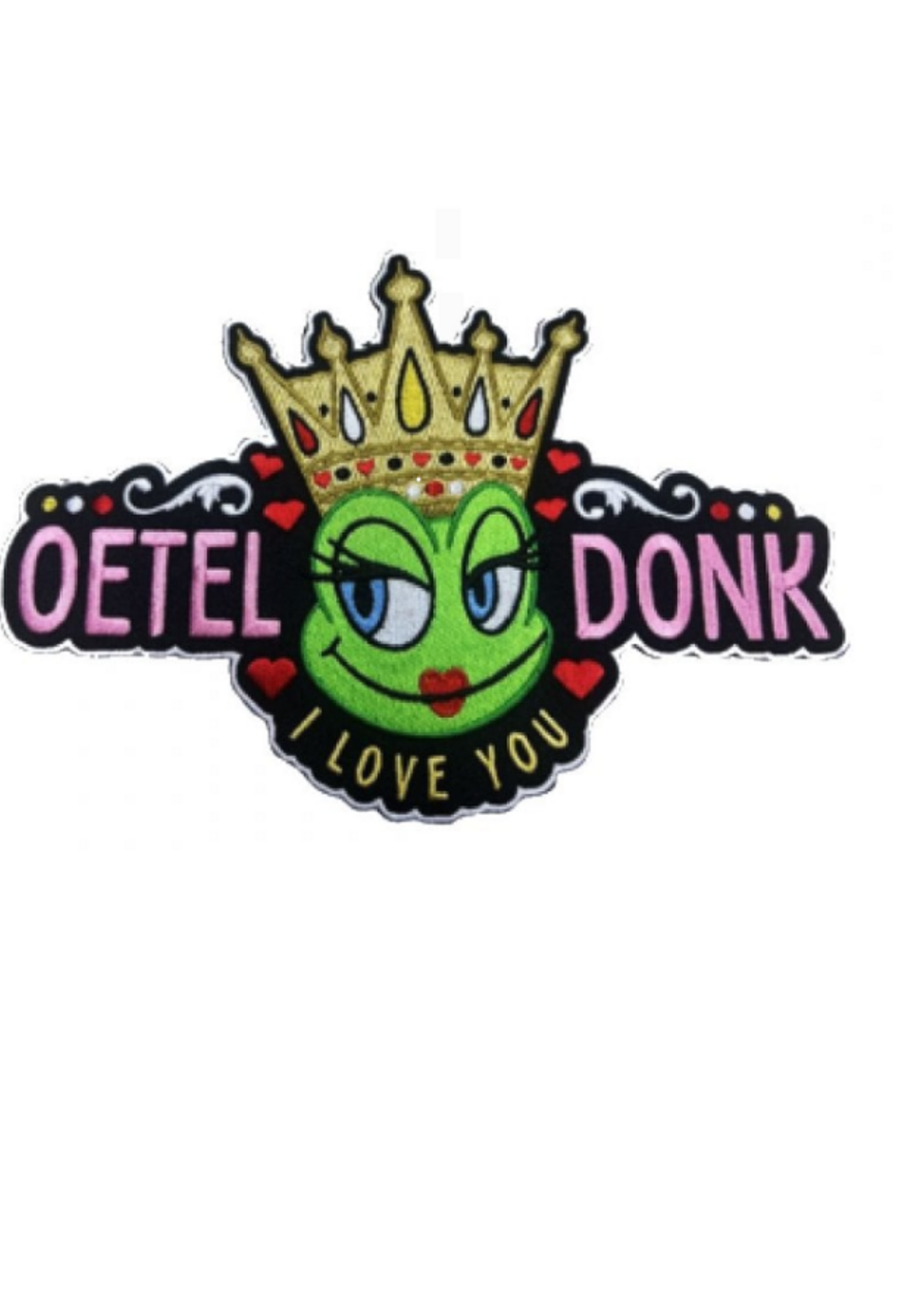 Party Planet Oeteldonk I love you gouden kroon rug embleem