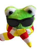 Party Planet Pluche kikkerkop met zonnebril en sjaal