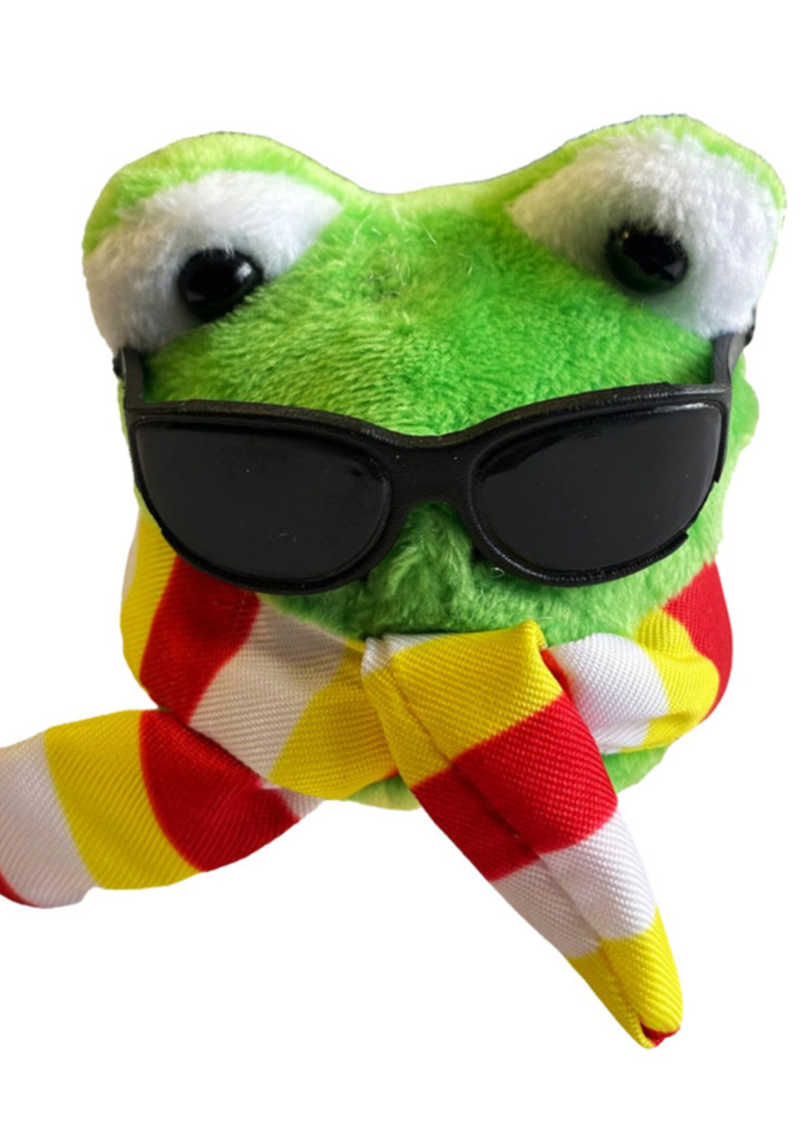 Party Planet Pluche kikkerkop met zonnebril en sjaal